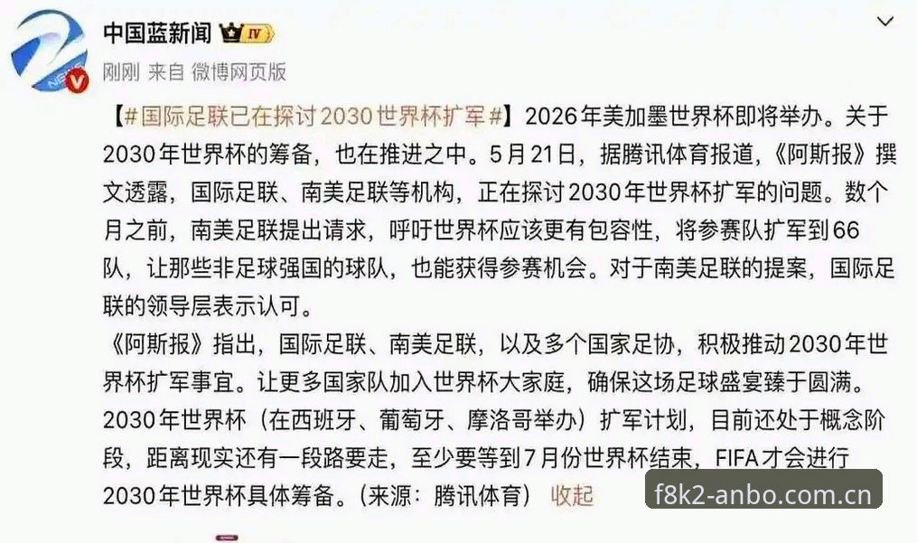 2030世界杯扩军至66队深度分析：中国男足迎来历史性机遇